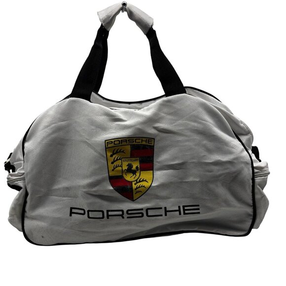Porsche Duffel Bag White Packable Carry On Light Weight Travel Vacation - Picture 1 of 13